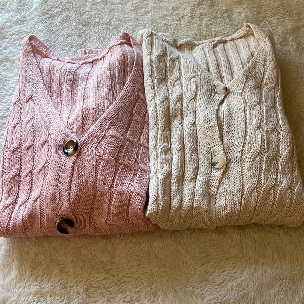 EUC Pink and Cream Cardigans